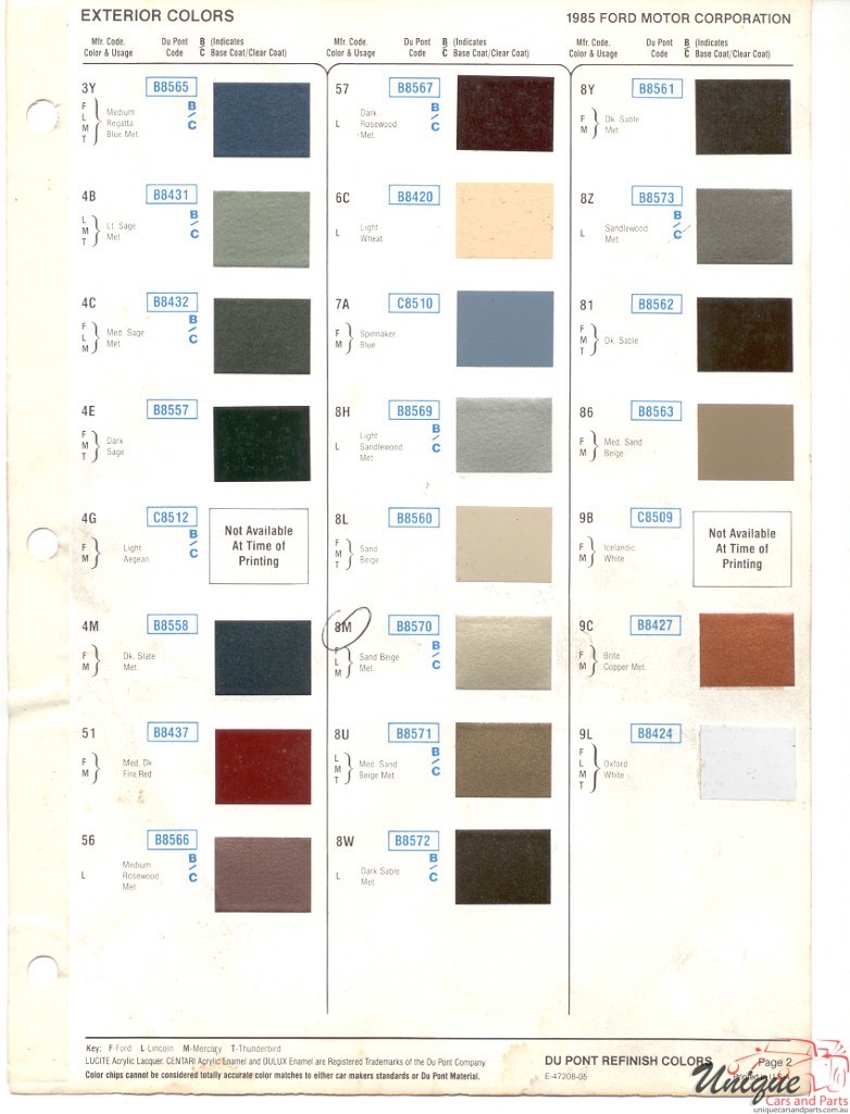 1985 Ford Paint Charts DuPont 2